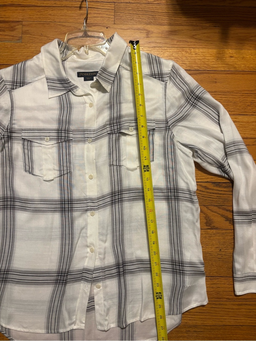 Pendleton Cream and Gray Plaid Button-Up Shirt - Picture 6 of 8